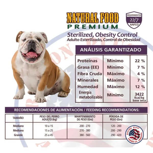 Alimento Natural Food Adulto Esterilizado Control de Obesidad - Image 3